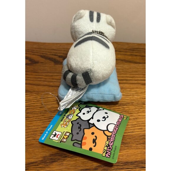 Neko Atsume Plush Keychain Cat On Blue Cushion - Vol. 10 Collectible Mack 6" Cat - Picture 4 of 8